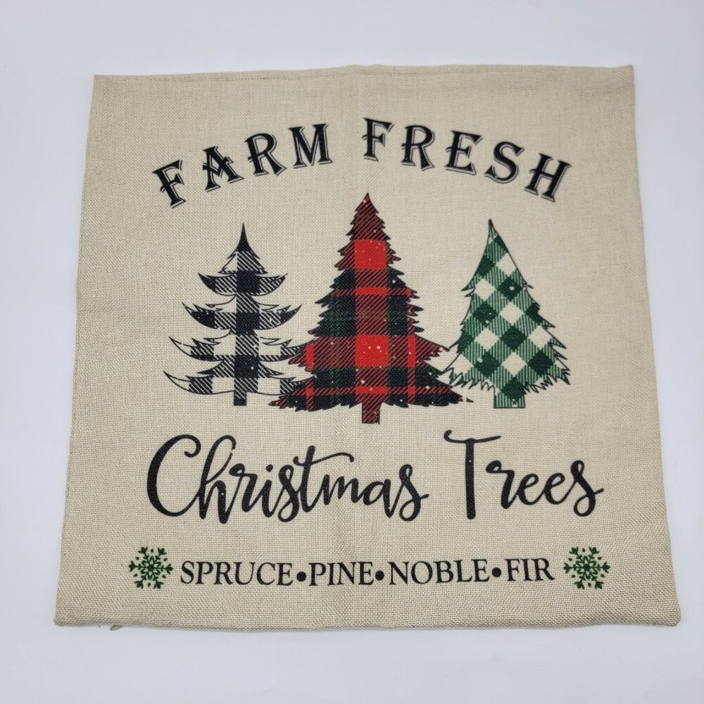 AVOIN Colorlife Farm Fresh Christmas Trees Pillow‎ Cover Holiday Country Decor